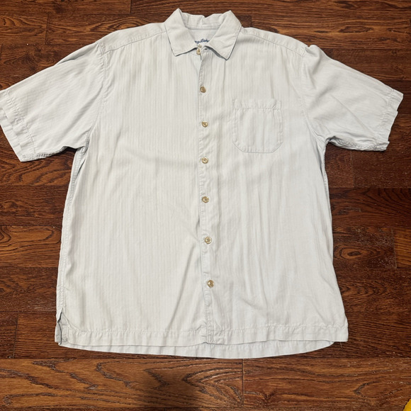 Tommy Bahama Men's L 100% Silk Camp Shirt Button Up Short Sleeve Pocket Relaxed - Picture 8 of 15
